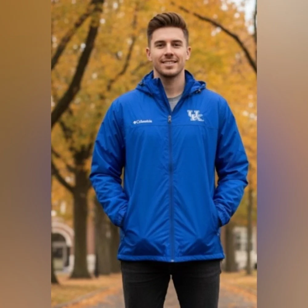 NWOT! COLUMBIA University of Kentucky Blue Windbreaker Rain Jacket